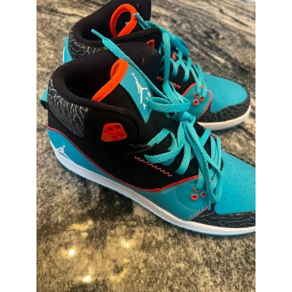 Jordan 1 Flight 2 BG Men 6Y Dusty Cactus Black NWB 631784-301 Elephant Print